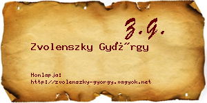 Zvolenszky György névjegykártya